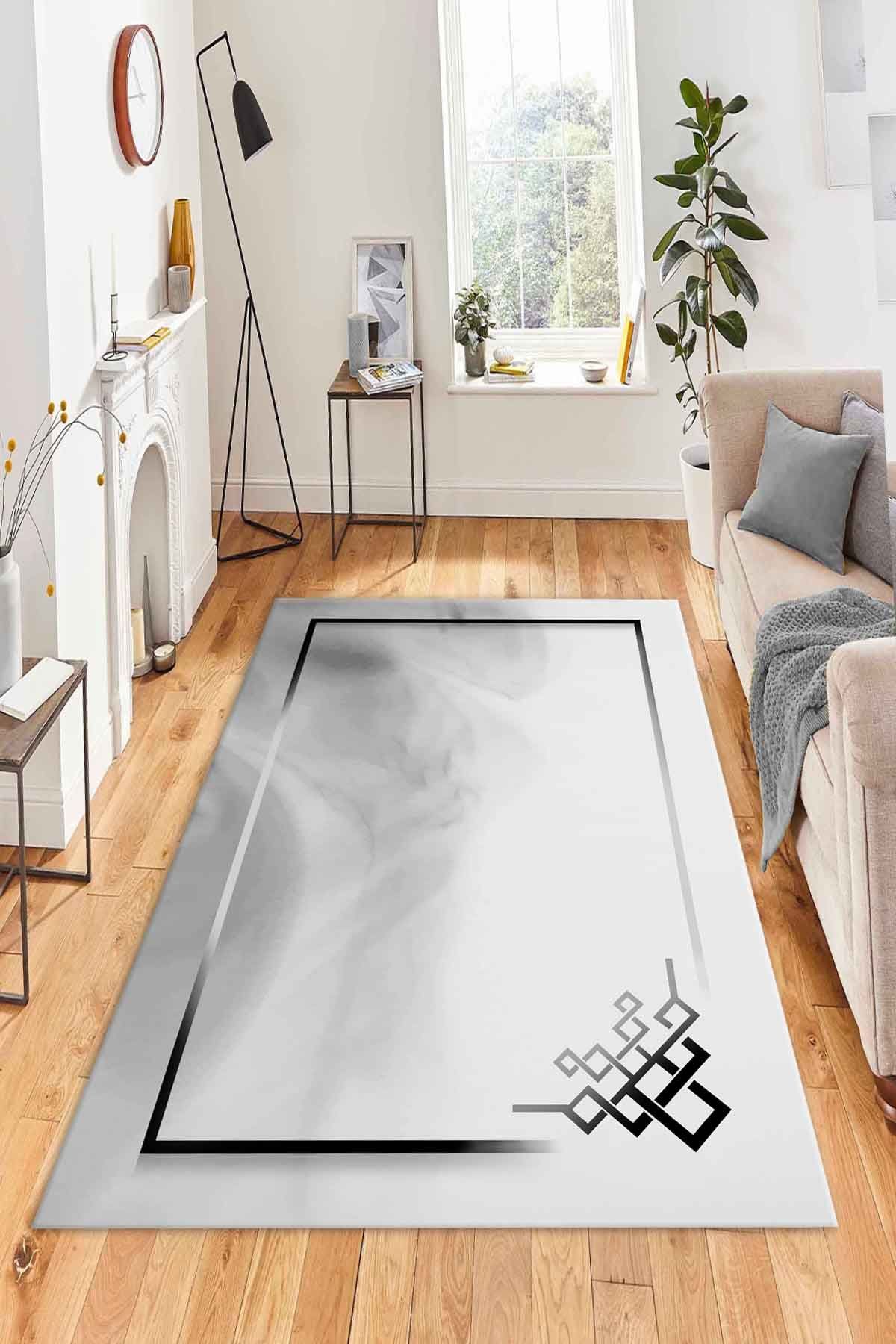 Dot Taban-  Gri Efektli Siyah Çizgili Yolluk Ve Salon Halısı Dod Taban - 100 x 200