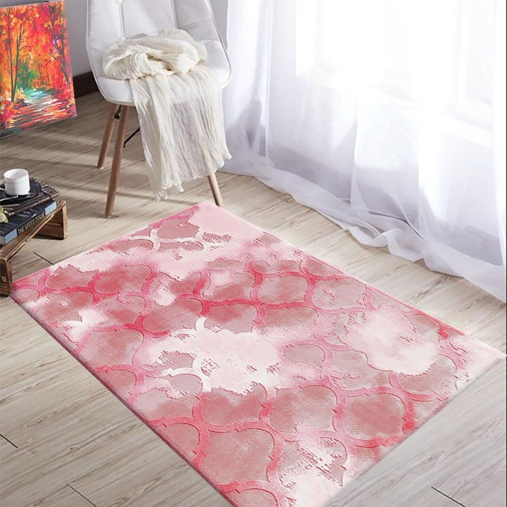 Dot Taban-  Bal Küpü Pembe Eskitme Desenli Salon Halısı