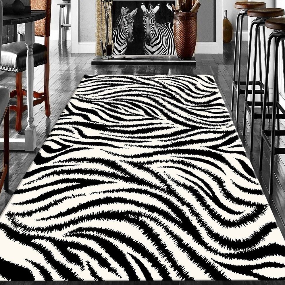 Dot Taban- Siyah Beyaz Zebra Desenli Salon Halısı