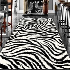 Dot Taban- Siyah Beyaz Zebra Desenli Salon Halısı