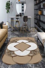 a Desenli Leopar Efektli Salon Halısı