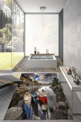 Dot Taban- Sandal Desenli Doğa Temalı Banyo Halısı