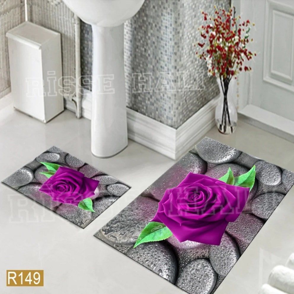 l Desenli 2'li Banyo Paspası