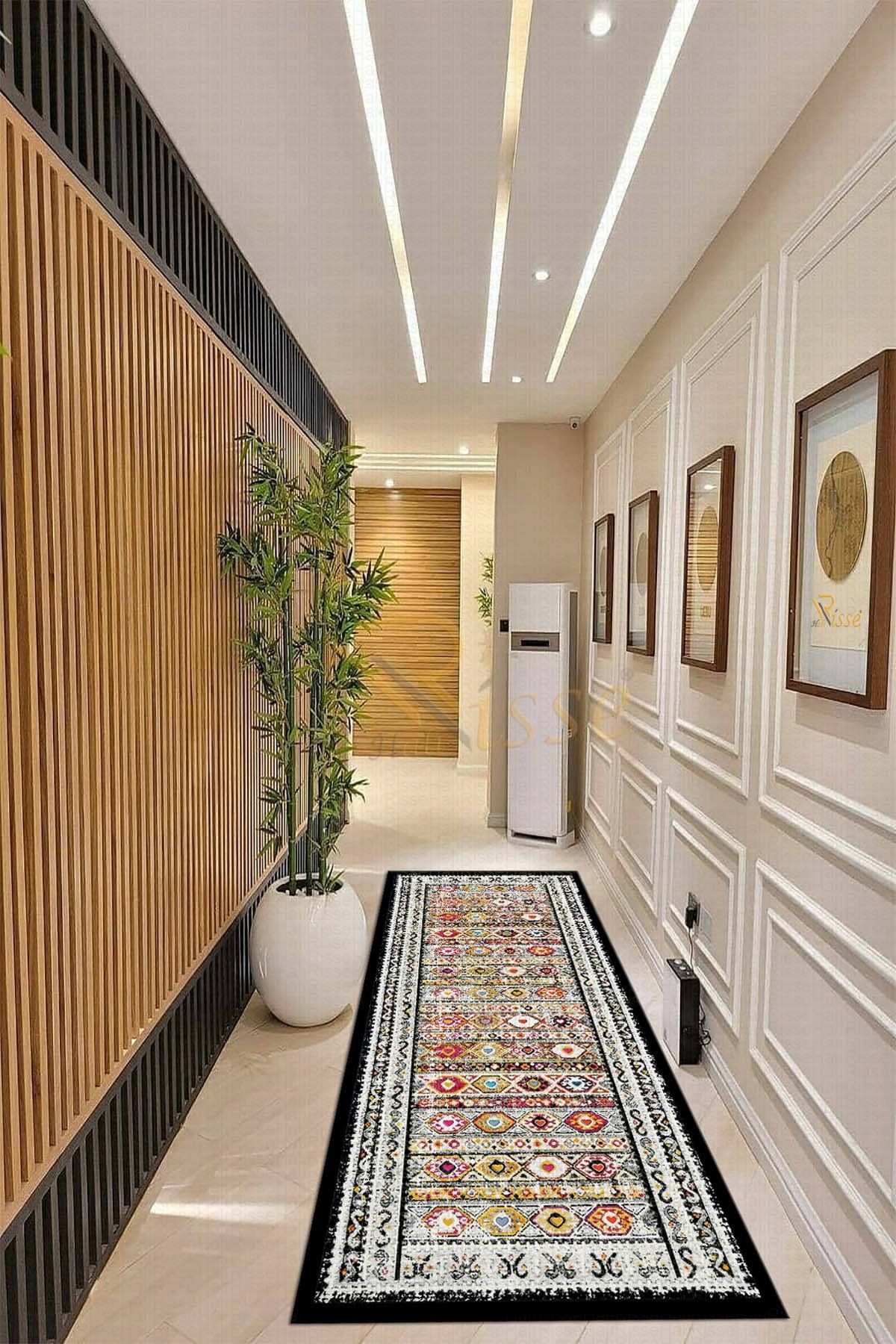 Dot Taban- Dekoratif Dokuma Efektli Kilim Desenli Siyah Renkli Yolluk Ve Salon Halısı Dod Taban - 160 x 160