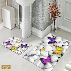 Dot Taban- Kelebek Desenli 2'li Banyo Paspası