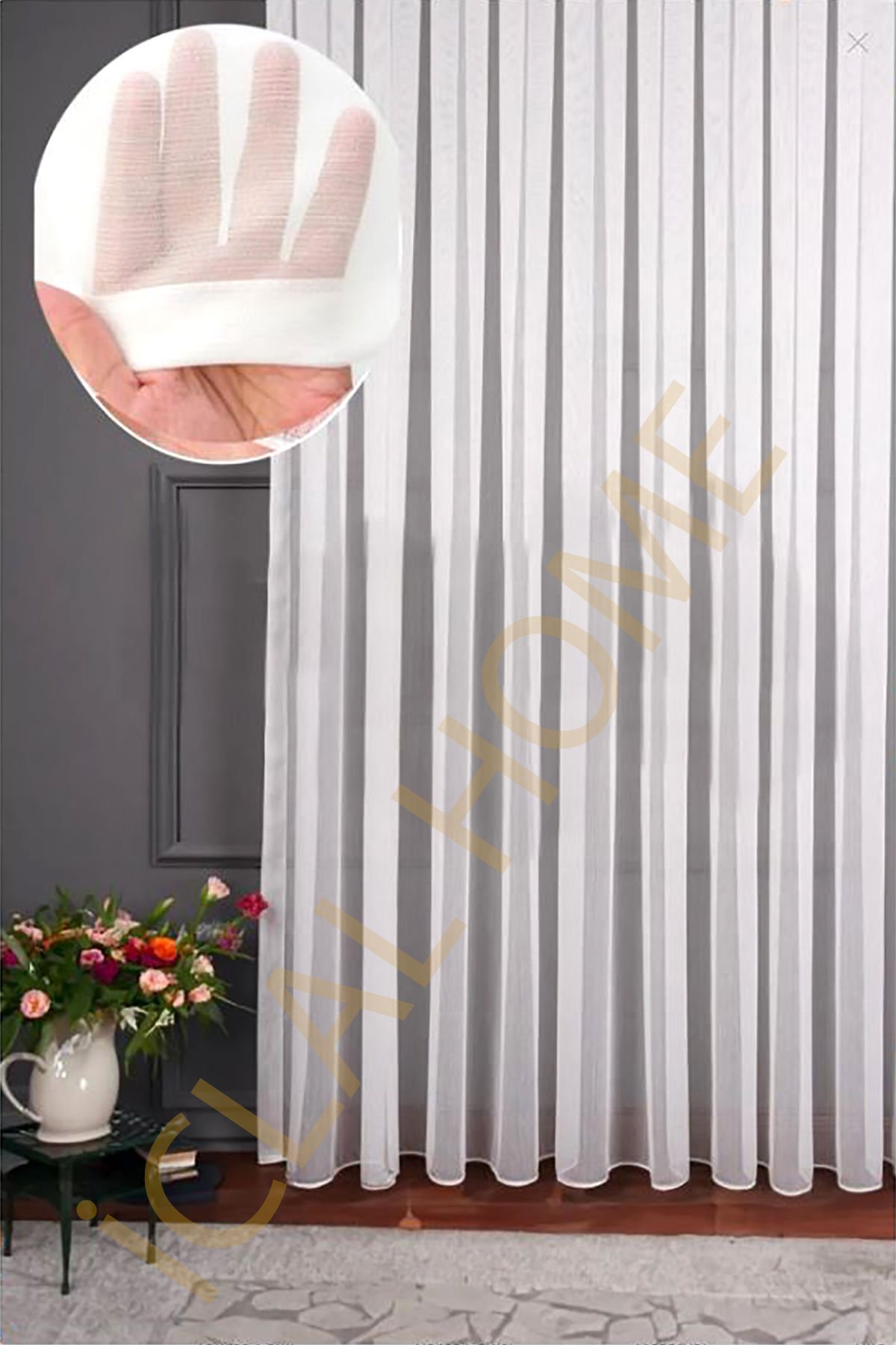 Tül-001-Bambu Simli Tül Perde 1.3 Sık Pile_