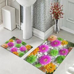 Dot Taban- Dahlia Desenli 2'li Banyo Paspası