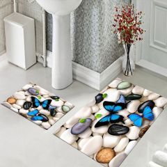 Dot Taban- Kelebek Desenli 2'li Banyo Paspası