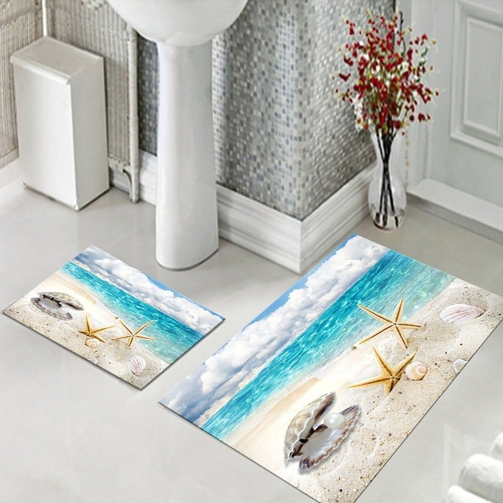 Dot Taban- Deniz İncisi Desenli 2'li Banyo Paspası