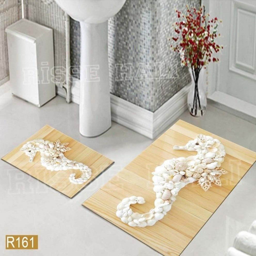 Dot Taban- Deniz Atı Desenli 2'li Banyo Paspası