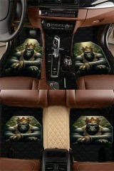 RİSSE HALI King Gorilla Monkey Kral Desen Zincir Halı Kilim Dijital Modern Oto Paspası