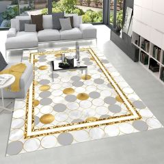 Dot Taban- Gri  Renkli Yuvarlak Desenli Salon Halısı