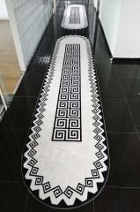 Dot Taban-  Zikzak Desenli Siyah Beyaz Renkli Oval Salon
