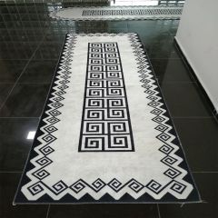 Dot Taban- Zikzak Desenli Beyaz Siyah Renkli Salon Halısı