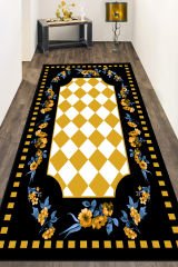 Dot Taban- Siyah Gold Zemin Gold Çiçekli Salon Halısı