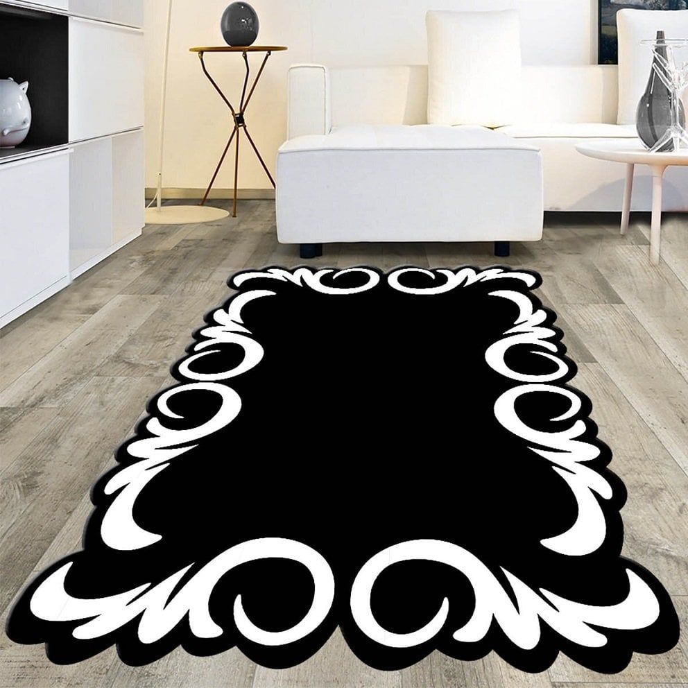 Dot Taban- Siyah Beyaz Kaymaz Taban Salon Halısı