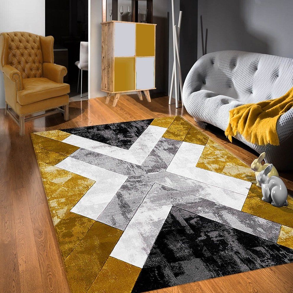 Dot Taban- Eskitme Desenli Altın Renkli Yolluk Salon Halısı