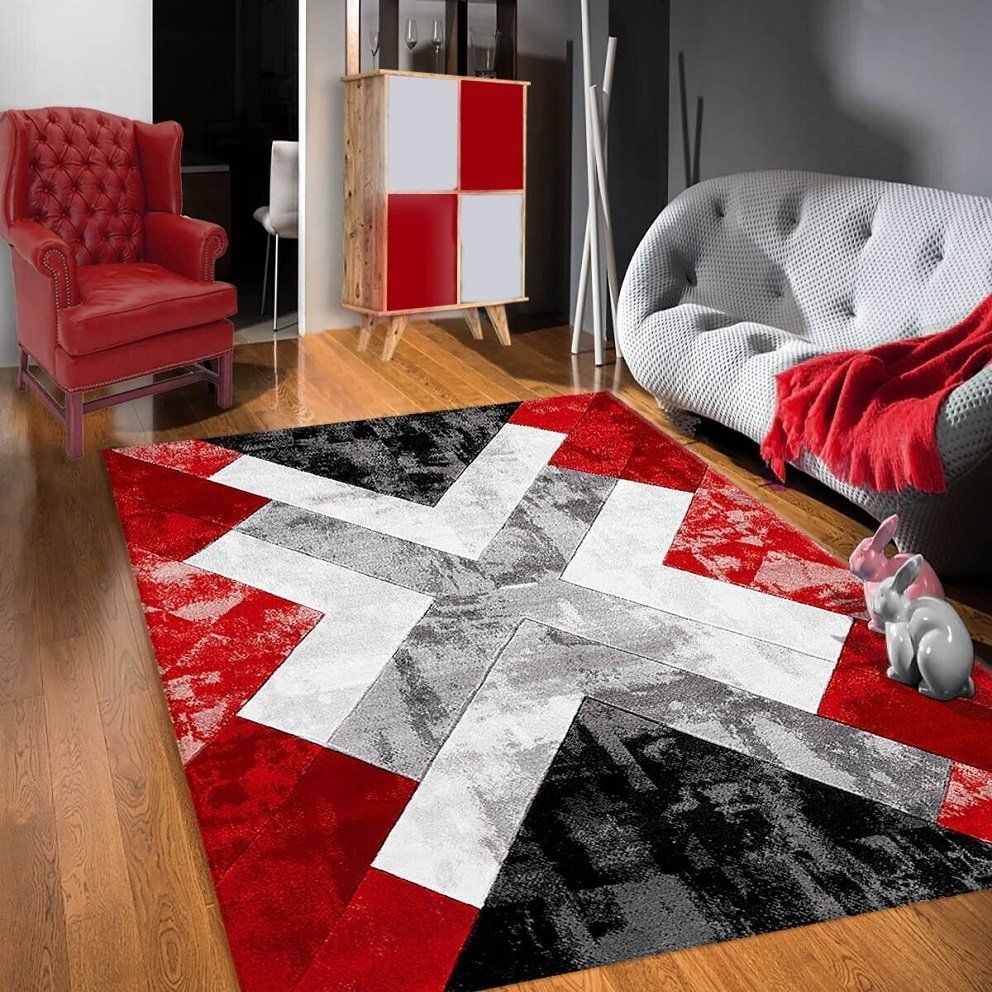 Dot Taban- Eskitme Desenli Kırmızı Renkli Salon Halısı