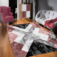 Dot Taban- Eskitme Desenli Pudra Renkli Salon Halısı