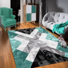 Dot Taban- Eskitme Desenli Mint Renkli Salon Halısı