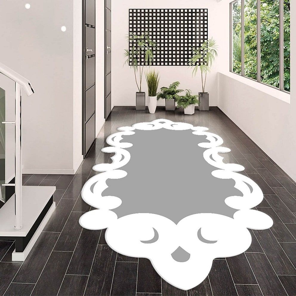 Dot Taban- Ay Model Lazer Kesim Gri Renkli Yolluk Ve Salon Halısı