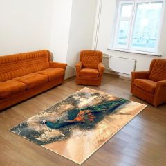 Dot Taban-  Tavus Kuşu Desenli Renkli Salon Halısı