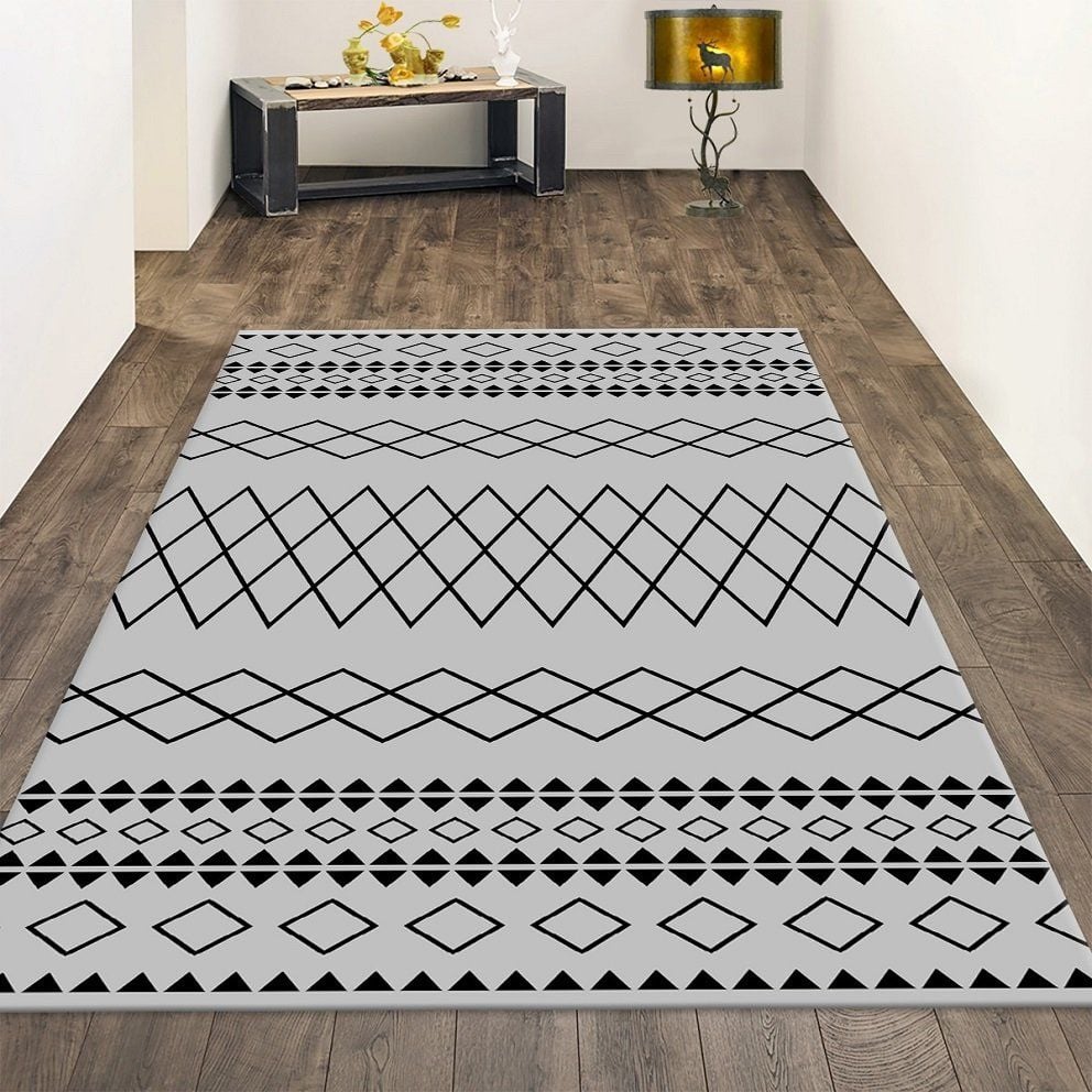 Dot Taban- Vektörel Çizgi Desenli Gri Salon Halısı