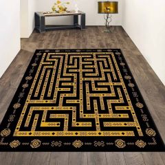 Dot Taban- Labirent Gold Siyah Salon Halısı