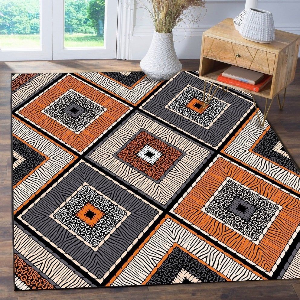 Dot Taban- Dikiş Desenli Turuncu Salon Halısı