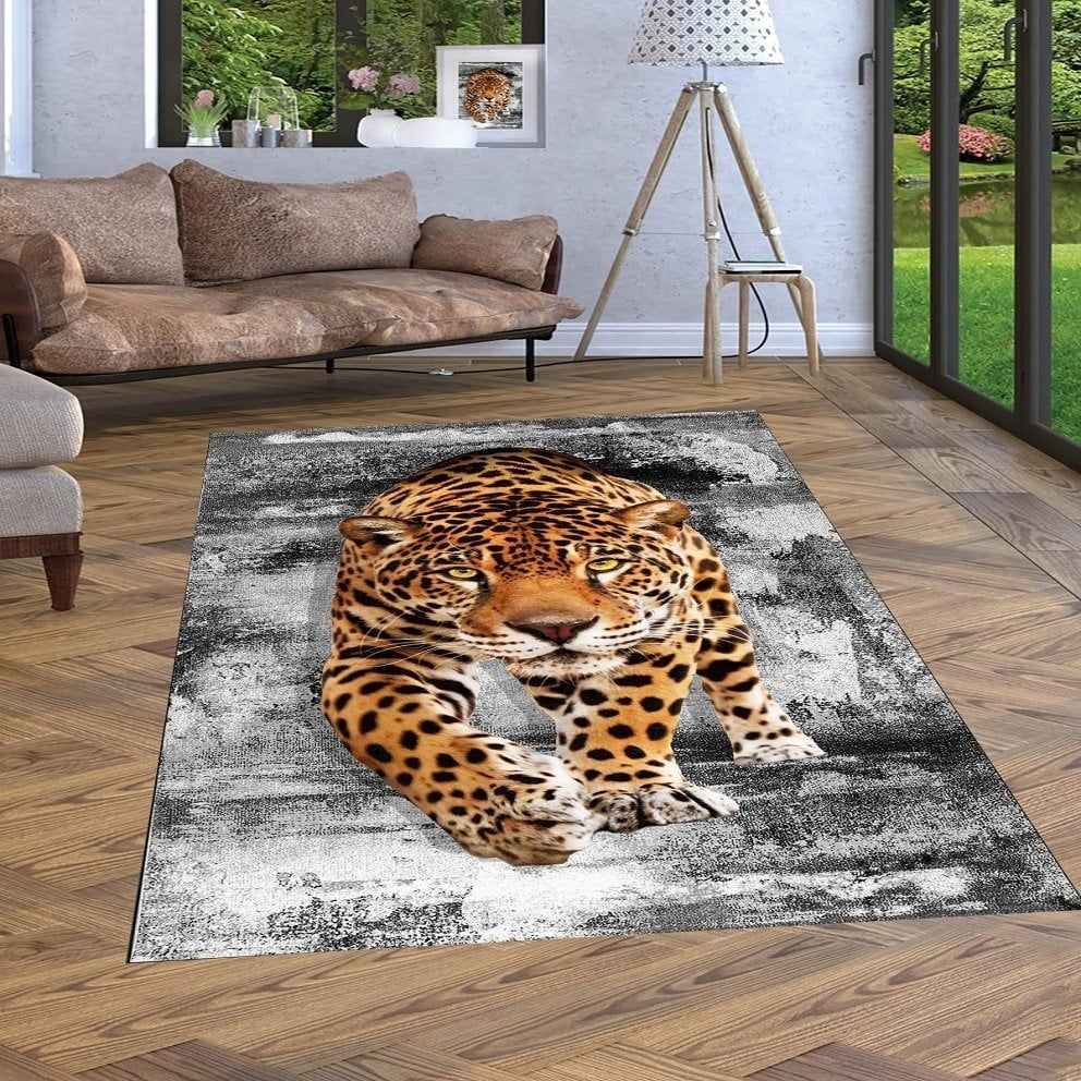 Dot Taban- Eskitme Zeminli Jaguar Desenli Salon Halısı