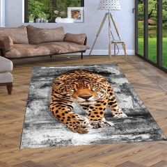 Dot Taban- Eskitme Zeminli Jaguar Desenli Salon Halısı