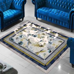 Dot Taban-  Lacivert İğne Ardı Desenli Salon Halısı