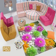 Dot Taban- Rengarenk Çiçek Desenli Salon Halısı