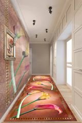 Dot Taban-  Lale Desenli Gold Oranj Renkli Salon  Ve Yolluk Halısı
