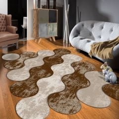 Dot Taban- Bulut Desen Kahverengi Bejli Salon Halısı