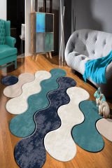 Dot Taban-  Bulut Desen Turkuaz Yeşili Salon Halısı