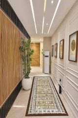 Dot Taban- Dekoratif Dokuma Efektli Kilim Desenli Kahverengi Renkli Yolluk Ve Salon Halısı