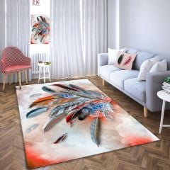 Dot Taban- Tüy Desenli Kırmızı Krem Salon Halısı