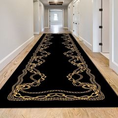 Dot Taban- Zincir Desenli Siyah Yolluk Ve Salon Halısı