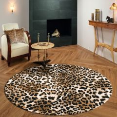 Yuvarlak Leopar Desenli Halı