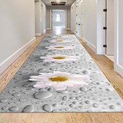 Dot Taban- Papatya Desenli Gri Renkli Salon Ve Yolluk Halısı