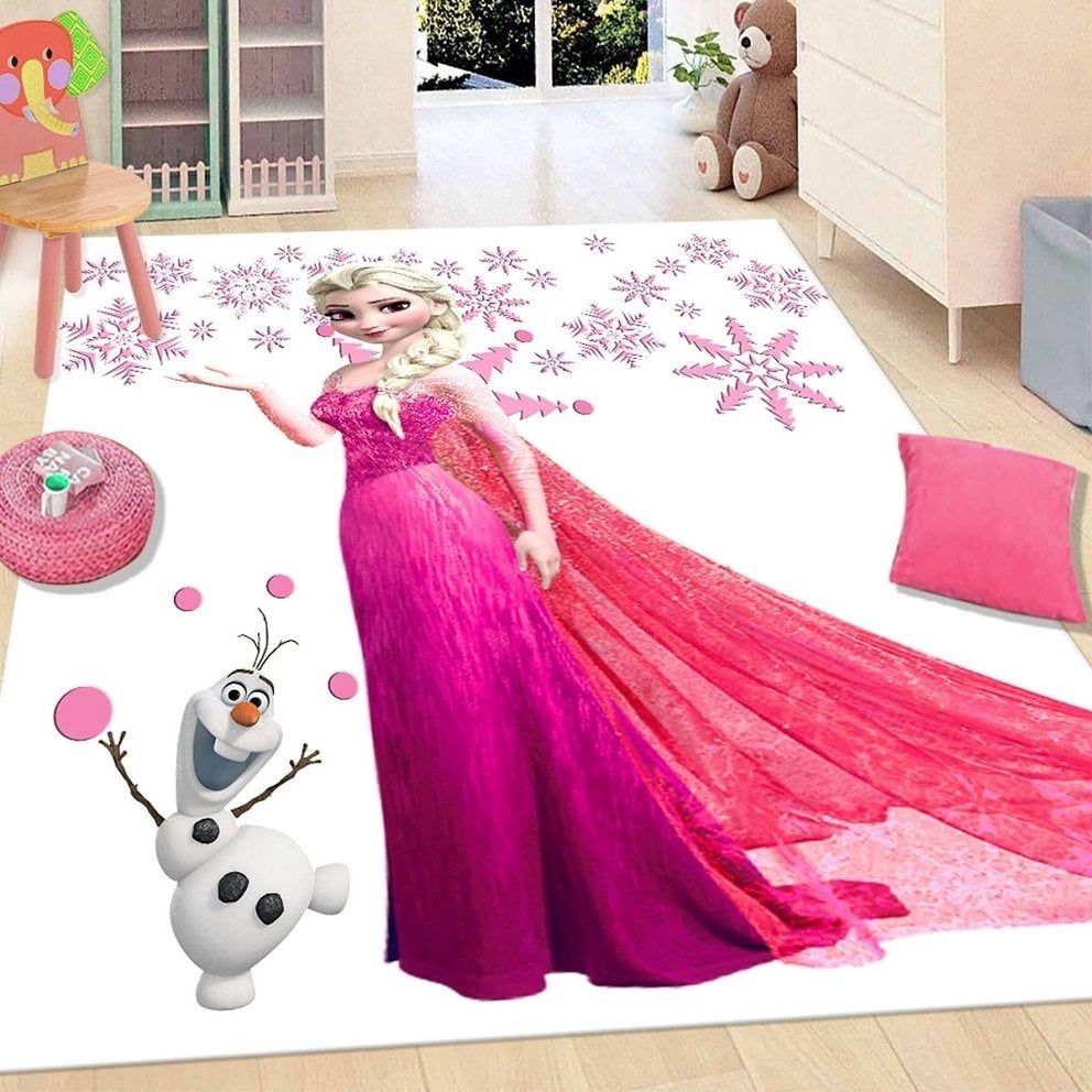 Dot Taban- Elsa Ve Sevimli Kardan Adam Desenli Çocuk Halısı