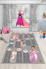 Dot Taban- Elsa Ve Anna Desenli Gri Çocuk Salon Halısı