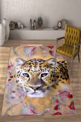 Dot Taban- Sarı  Leopar Desenli Salon Halısı