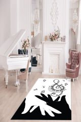 Dot Taban- Siyah Beyaz Bitmeyen Müzik Sevdası Temalı Salon Halısı