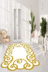 Dot Taban- Krem Gold Lazer Kesimli Yuvarlak Desenli Salon Halısı