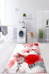 Dot Taban- Kırmızı Kelebek Desenli Çamaşır Odası Ve Salon Halısı