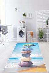 Dot Taban- Kayalık Desenli Deniz Manzaralı Çamaşır Odası Ve Salon Halısı