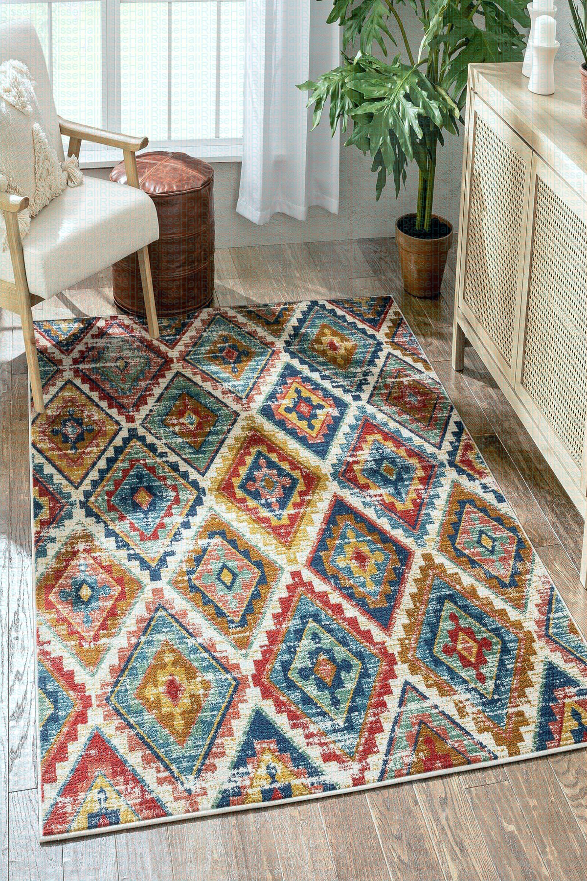 Dot Taban- Vintage Piramit Desenli Salon Halısı