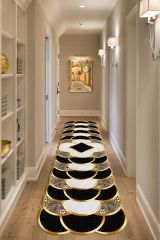 Dot Taban- Gold Halka Desenli Leopar Efektli Yolluk Ve Salon Halısı